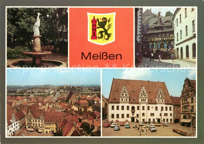 Meissen Elbe Sachsen Kaendlerbrunnen Gaststaaette Vincenz Richter Markt Rathaus