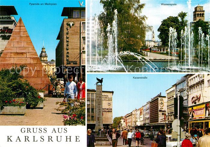 Karlsruhe Baden Pyramide am Marktplatz Kaiserstrasse Wasserspiele