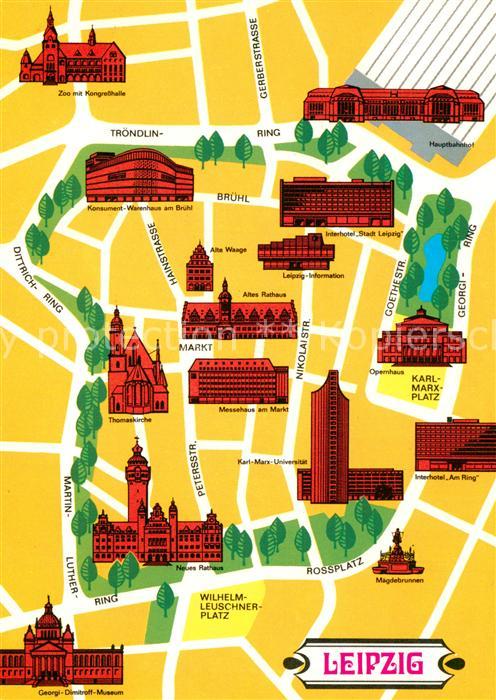 LEIPZIG Sachsen Strassenkarte Nikolaistrasse Petersstrasse Hainstrasse