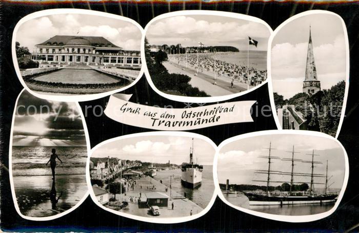 Travemuende Ostseebad Kurhaus Strand Dreimaster Passat Anlegestelle