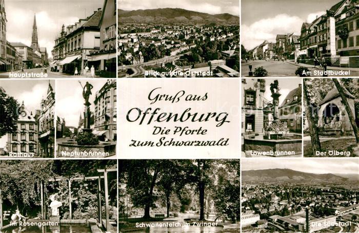 Offenburg oelberg Hauptstrasse Rathaus Rosengarten Loewenbrunnen