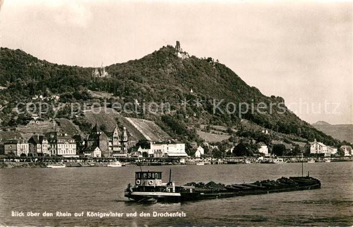 Koenigswinter Teilansicht Drachenfels Binnenschiff