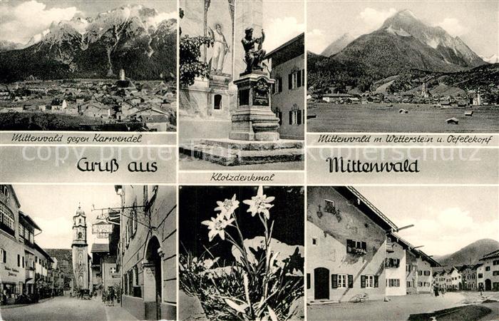 Mittenwald Bayern Karwendel Kirche Klotzdenkmal Wetterstein