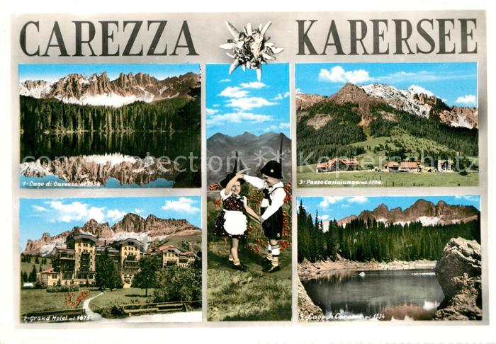 Karersee Suedtirol Kartersee Grand Hotel Karterpass Trachtenkinder