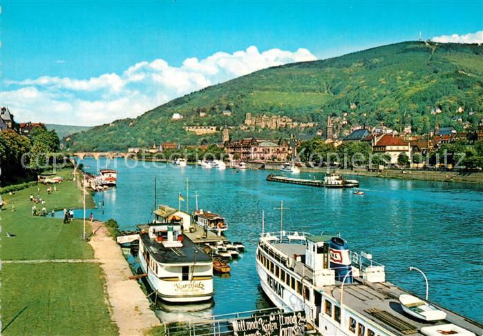 Heidelberg Neckar Anlegestelle Persaonenschiff Heimat und Kurpfalz