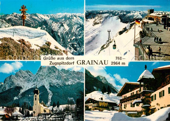 Grainau Muenchnerhaus Zugspitze Oberer Dorfplatz Kirche