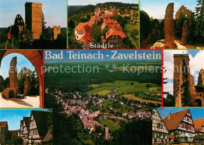 Bad Teinach-Zavelstein Fliegeraufnahme Burgruine Fachwerkhaeuser