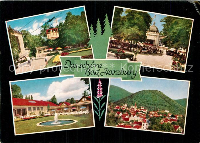 Bad Harzburg Teilansicht Kurpark Brunnen Seilbahn