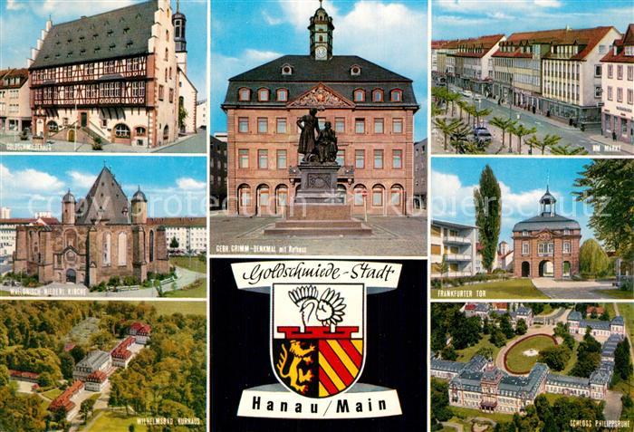 Hanau Main Fliegeraufnahme Schloss Kurpark Kirche Denkmal