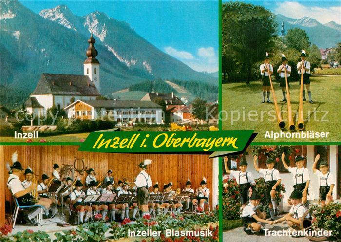 Inzell Kirche Alphornblaeser Blasmusik Trachtenkinder