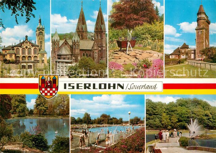 Iserlohn Danzturm Park Foentaene Aloysius Kirche Eselsbrunnen Park Theater