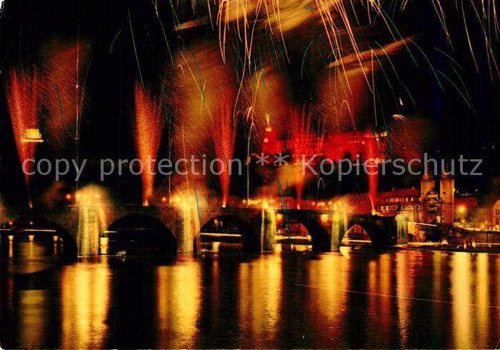 Heidelberg Neckar Schlossbeleuchtung und Feuerwerk