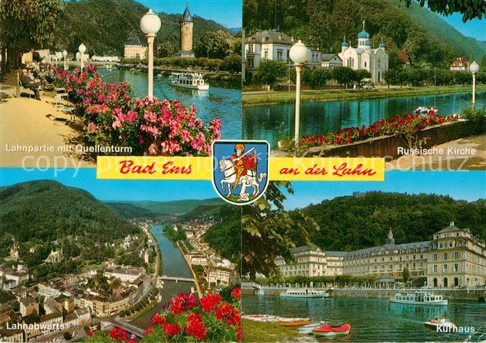Bad Ems Lahnpartie Lahnabwaerts Kurhaus Russische Kirche