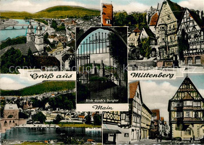 Miltenberg Main Schnatterlach Gesamtansicht Mainpartie Gasthaus Riesen Blick dur