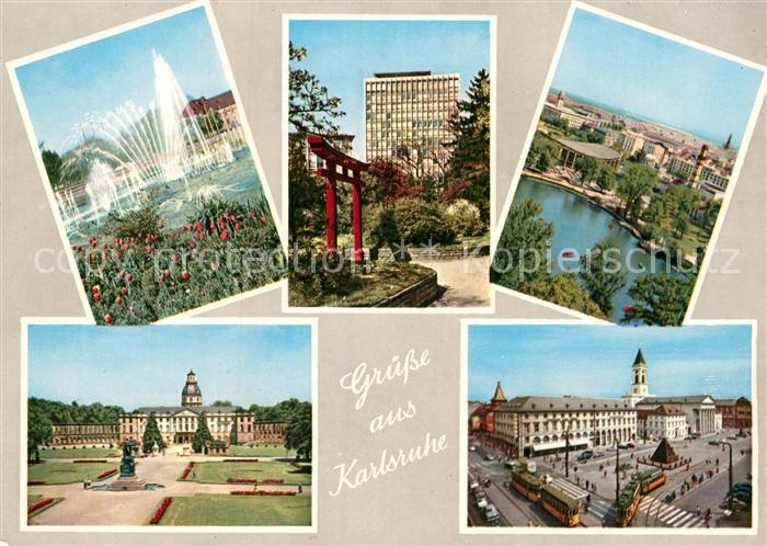 Karlsruhe Baden Schloss Fontaene Panorama Park