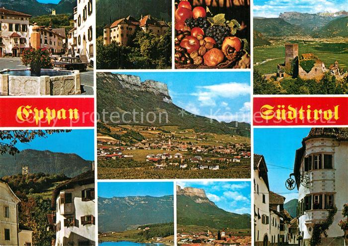 Eppan Suedtirol Panorama Brunnen Teilansicht Ruine