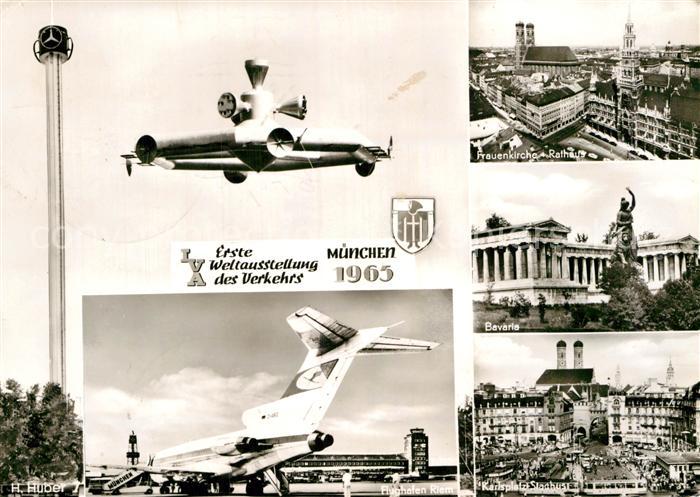 Muenchen Erste Weltausstellung des Verkehrs Frauenkirche Bavaria Flughafen Riem