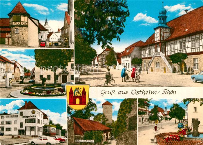 Ostheim Rhoen Buergerbraeu Rathaus Lichtenburg Brunnen Teilansicht