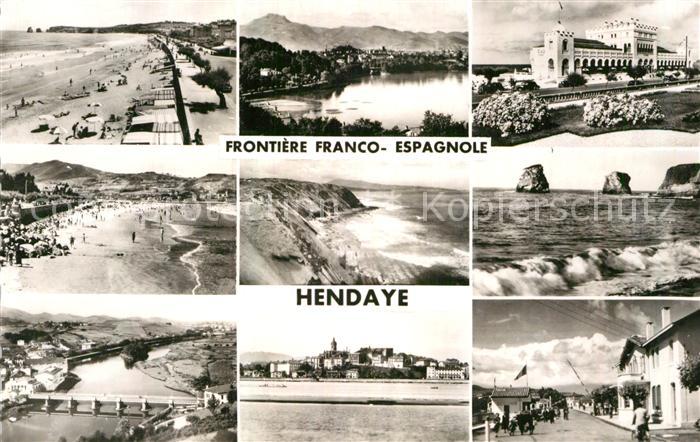 Hendaye Pyrenees Atlantiques La Plage Vue generale Le Casino Les Falaises Les de