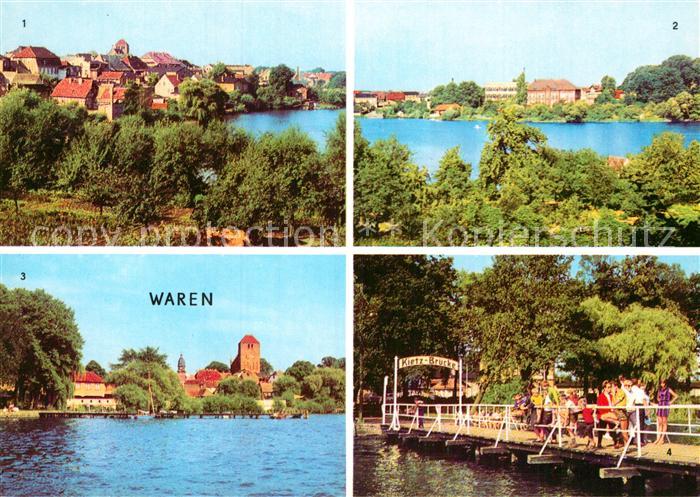 Waren Mueritz Tiefwarensee Kietz Bruecke Blick auf Waren