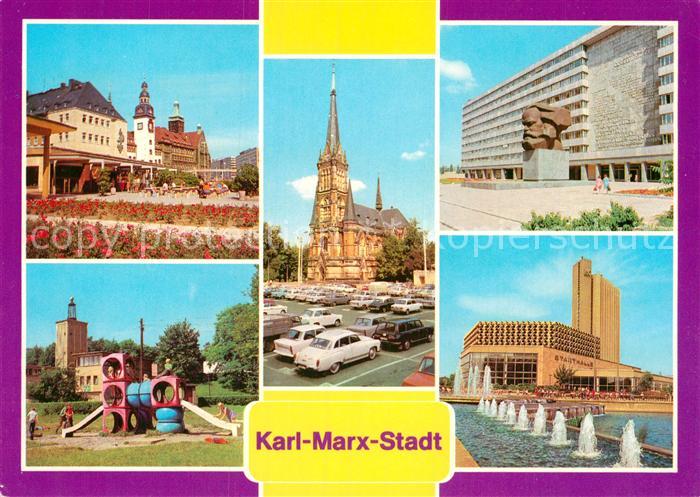 Karl-Marx-Stadt Rathaus Rosenhof Theaterplatz Karl Marx Monument Stadthalle Inte