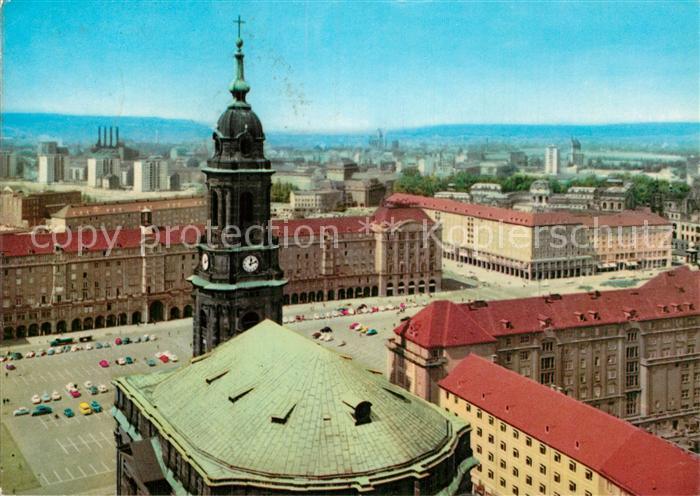 DRESDEN Elbe Kreuzkirche und Altmarkt