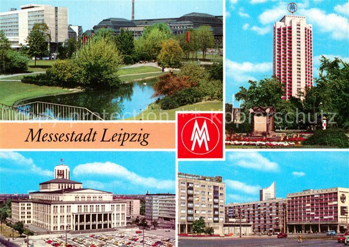 LEIPZIG Sachsen Schwanenteich mit Interhotel Stadt Leipzig und Hauptbahnhof Wohn