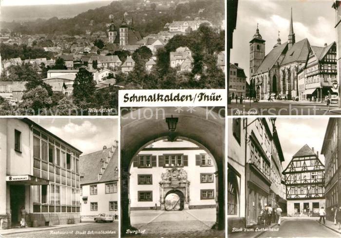 Schmalkalden Thueringen Teilansicht Altmarkt Restaurant Burghof Lutherhaus