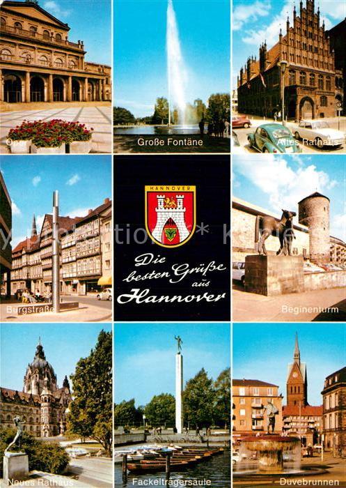 HANNOVER  CITY Oper Grosse Fontaene Altes Rathaus Burgstrasse Beginenturm Neues