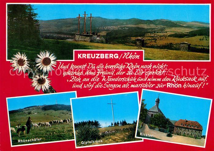 Kreuzberg Rhoen Panorama Rhoenschaefer Gipfelkreuz Kloster