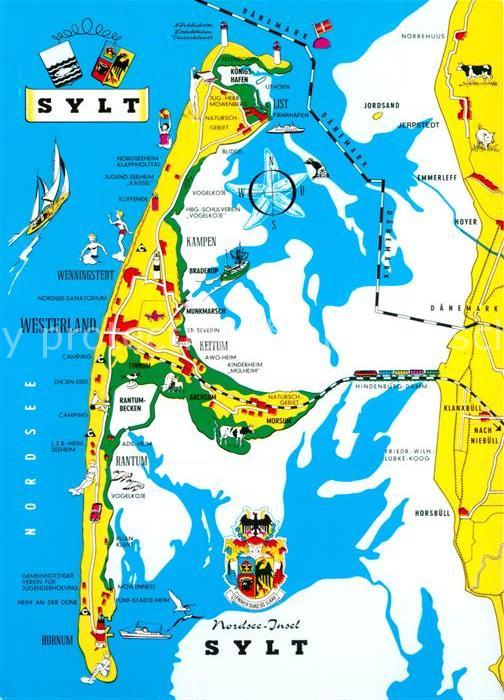 Sylt Landkarte Westerland Keitum Rantum Kampen