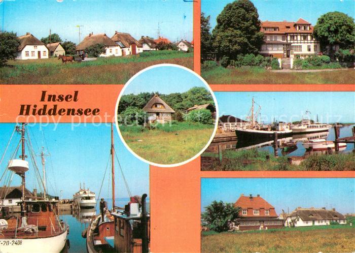 Insel Hiddensee Vitte Fischerhaeuser Hafen HOG Norderende Kloster Fischerhaeuser