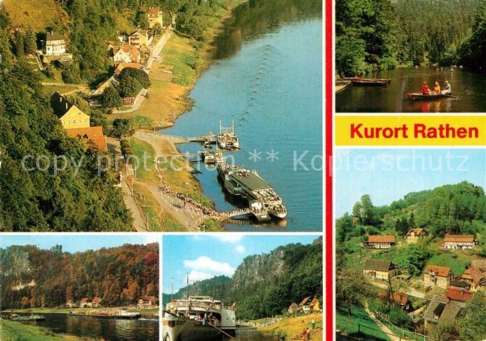 Rathen Saechsische Schweiz Dampferanlegestelle Amselsee Blick zum Moench Teilans