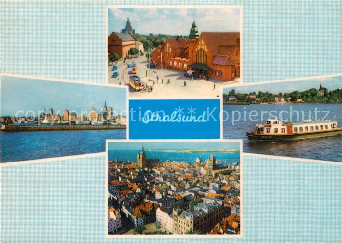 Stralsund Mecklenburg Vorpommern Teilansicht Marktplatz Faehre Stadtblick