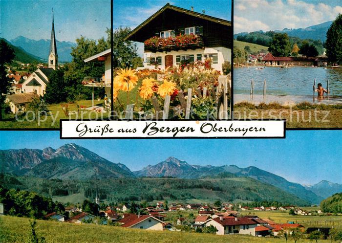 Bergen Chiemgau Kirche Schwimmbad Panorama Hochfelln