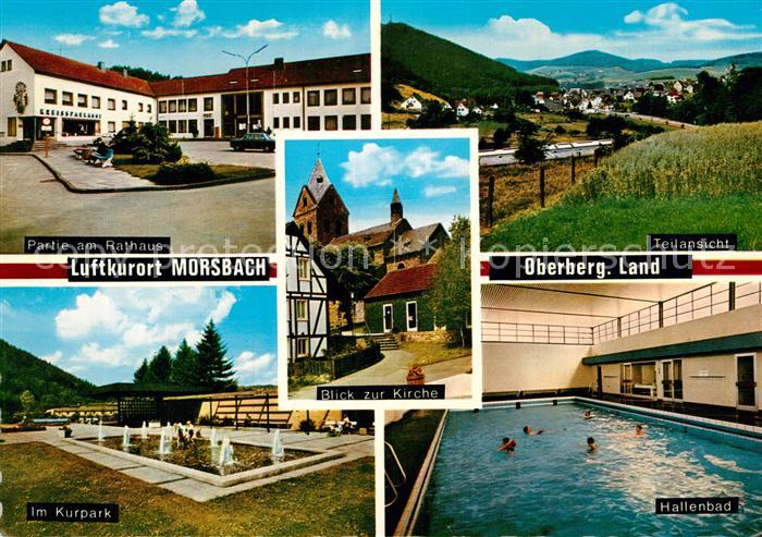 Morsbach Sieg Rathaus Teilansicht Kurpark Hallenbad