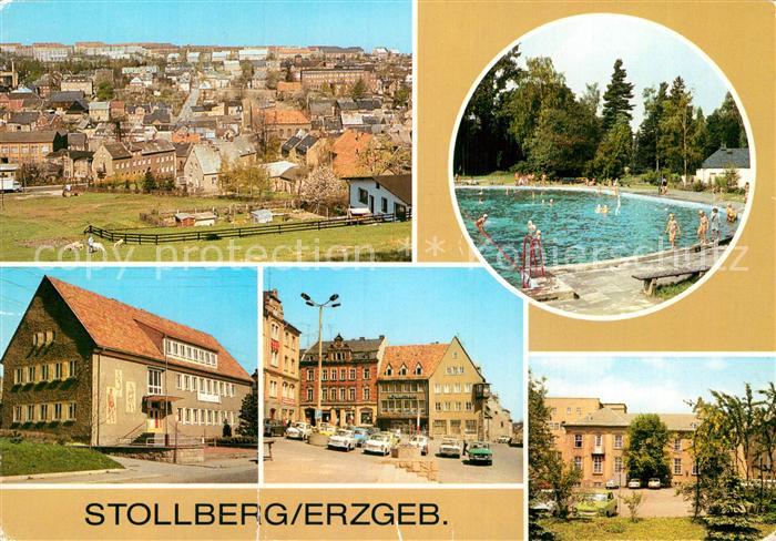 Stollberg Erzgebirge Panorama Freibad Haus der Gewerkschaft Markt Kulturhaus