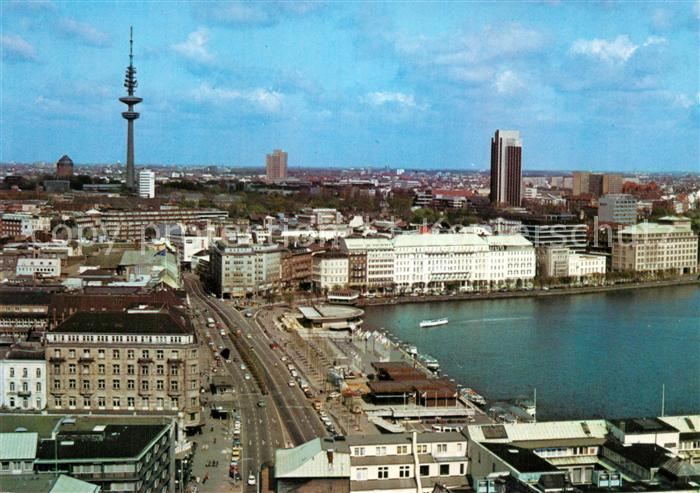 Hamburg Jungfernstieg mit Binnenalster Fliegeraufnahme