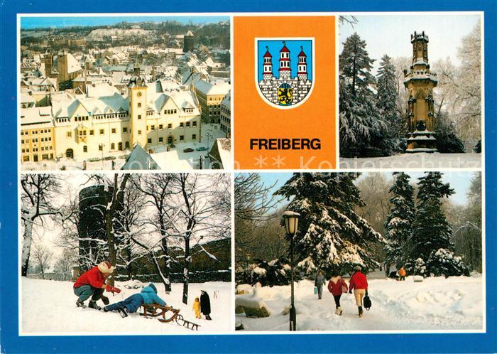 Freiberg Sachsen Rathaus Schwedendenkmal Rodelbahn Stadtmauer Scheringerpark