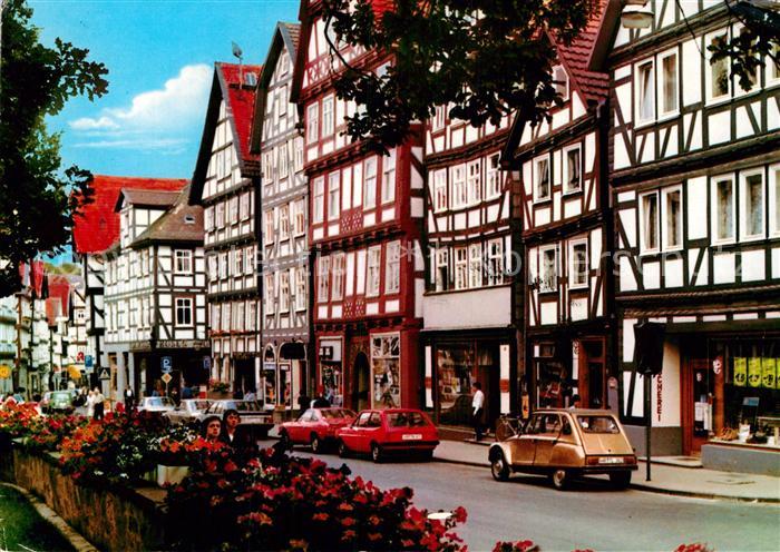 Melsungen Fulda Fritzlarer Strasse mit Fachwerkhaeusern
