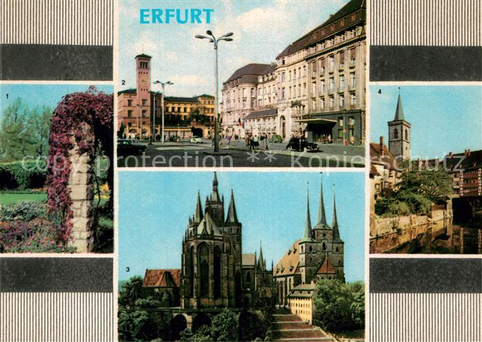 Erfurt Stadtpark Bahnhofsplatz mit HO Hotel Erfurter Hof Dom und Severi Kraemerb