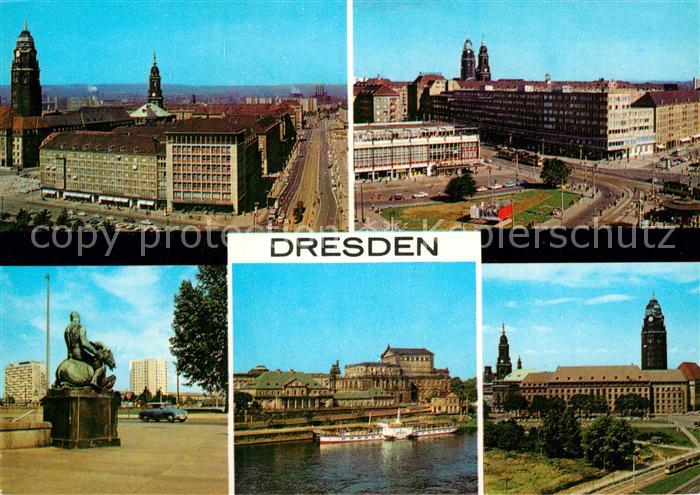 DRESDEN Elbe Thaelmann Strasse Ecke Ring HOG am Zwinger Postplatz Rathaus Grunae