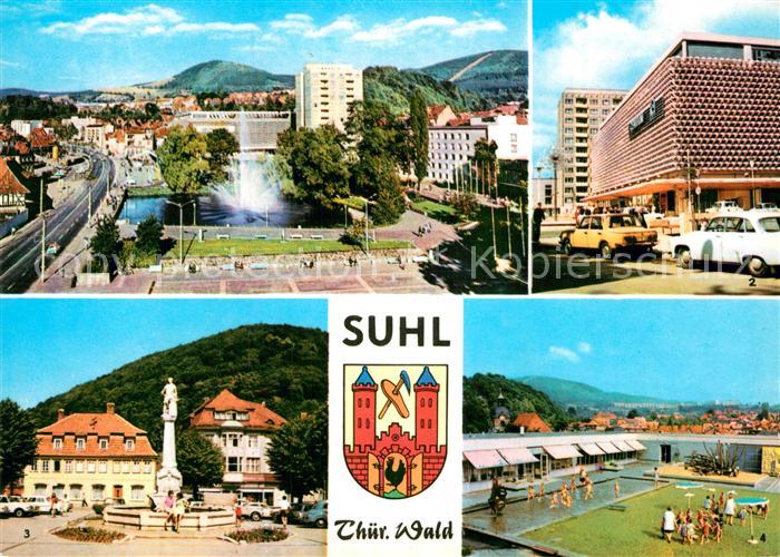 Suhl Thueringer Wald Stadtzentrum Warenhaus Centru Markt mit Waffenschmiede Denk