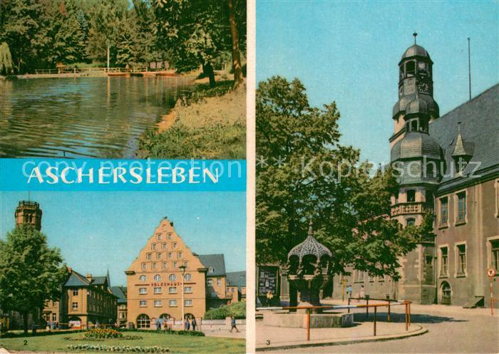 Aschersleben Sachsen-Anhalt Gondelteich Volkshaus und Post Rathaus