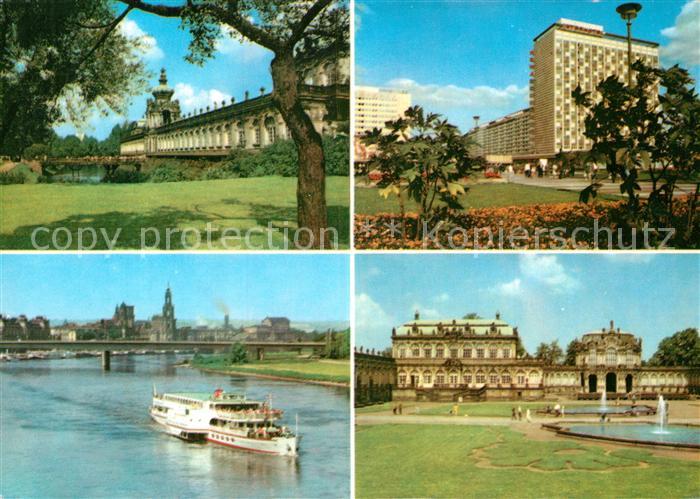 DRESDEN Elbe Zwinger mit Kronentor Prager Str Interhotel Elbansicht mit Dr Rud F