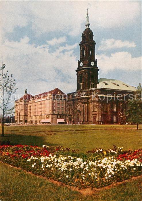 DRESDEN Elbe Altmarkt mit Kreuzkirche