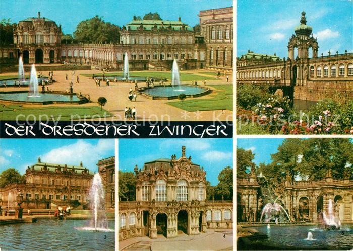 DRESDEN Elbe Zwingerhof Kronentor Wahlpavillon Nymphenbad Math Phys Salon