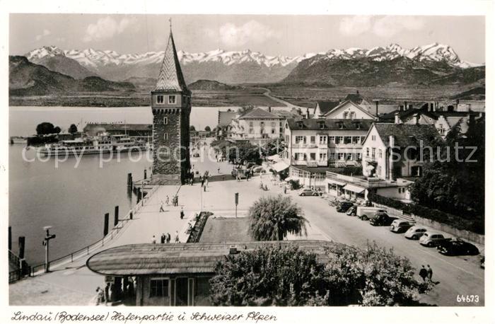 Lindau Bodensee Hafen Schweizer Alpen