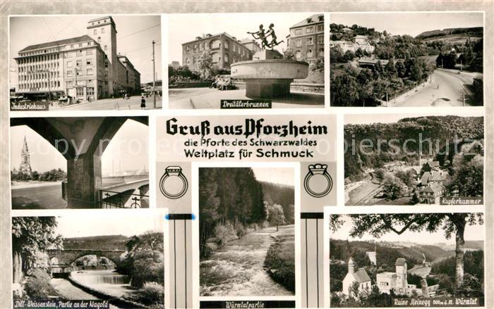 Pforzheim Industriehaus Dreitaelerbrunnen Nagold Wuermtal Ruine Steinegg