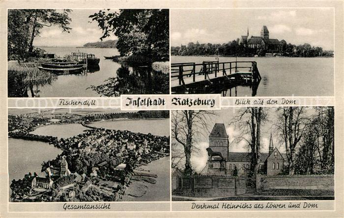 Ratzeburg Dom Denkmal Heinrich der Loewe Fischeridyll Panorama